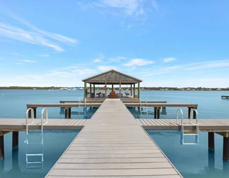 A boardwalk on the lagoon